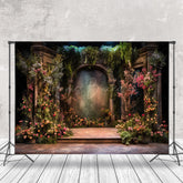 Lofaris Retro Architecture Greenery Floral Wedding Backdrop